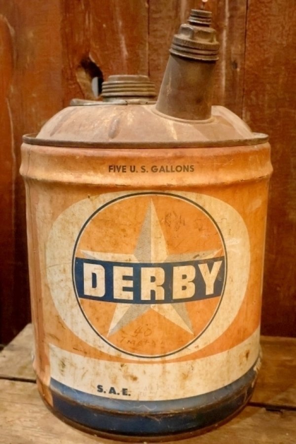 画像1: dp-251008-81 DERBY 1960's FIVE U.S. GALLONS MOTOR OIL CAN