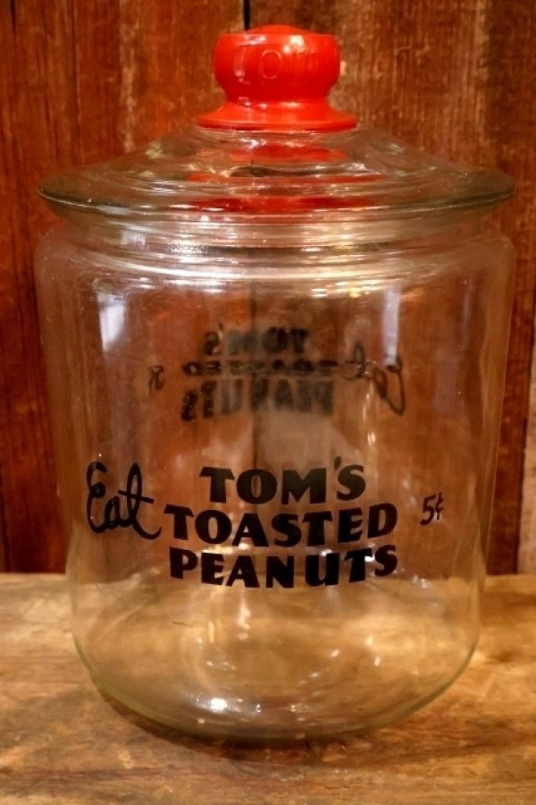 画像1: dp-251008-30 TOM'S TOASTED PEANUTS 1940's GLASS JAR