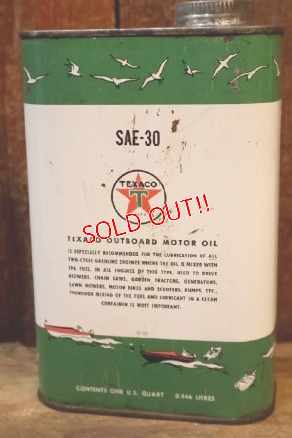画像4: dp-251201-10 TEXACO 1950's OUTBOARD MOTOR OIL ONE U.S. QUART CAN