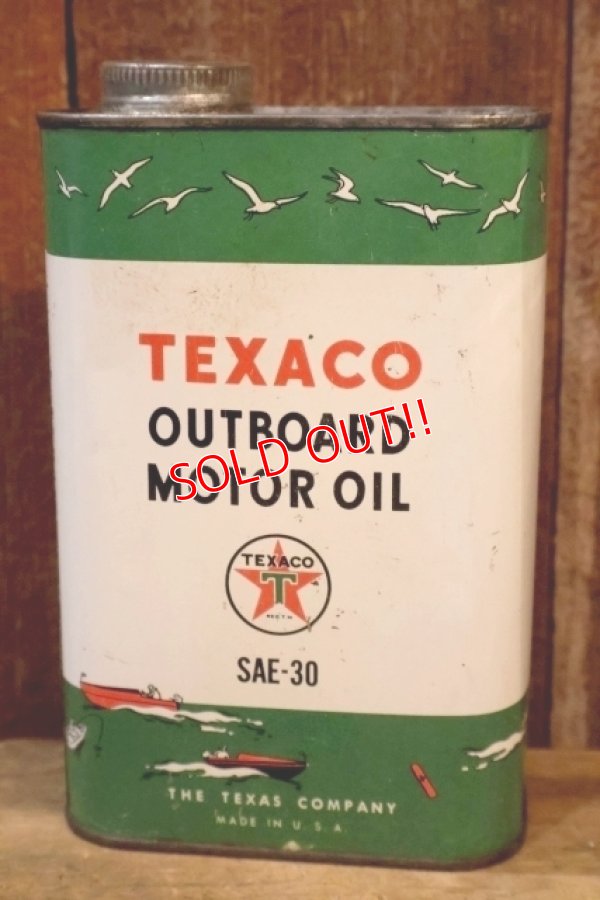 画像1: dp-251201-10 TEXACO 1950's OUTBOARD MOTOR OIL ONE U.S. QUART CAN