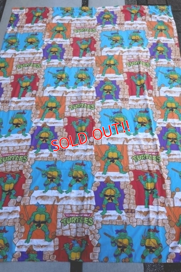 画像1: ct-251201-31 Teenage Mutant Ninja Turtles TMNT / 1988 Flat Sheet (Twin Size)
