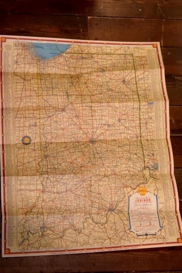 画像2: dp-240605-06 SHELL 1930's-1940's Road Map "INDIANA"
