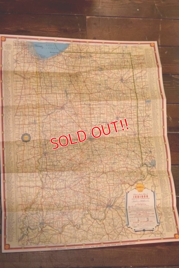 画像2: dp-240605-06 SHELL 1930's-1940's Road Map "INDIANA"