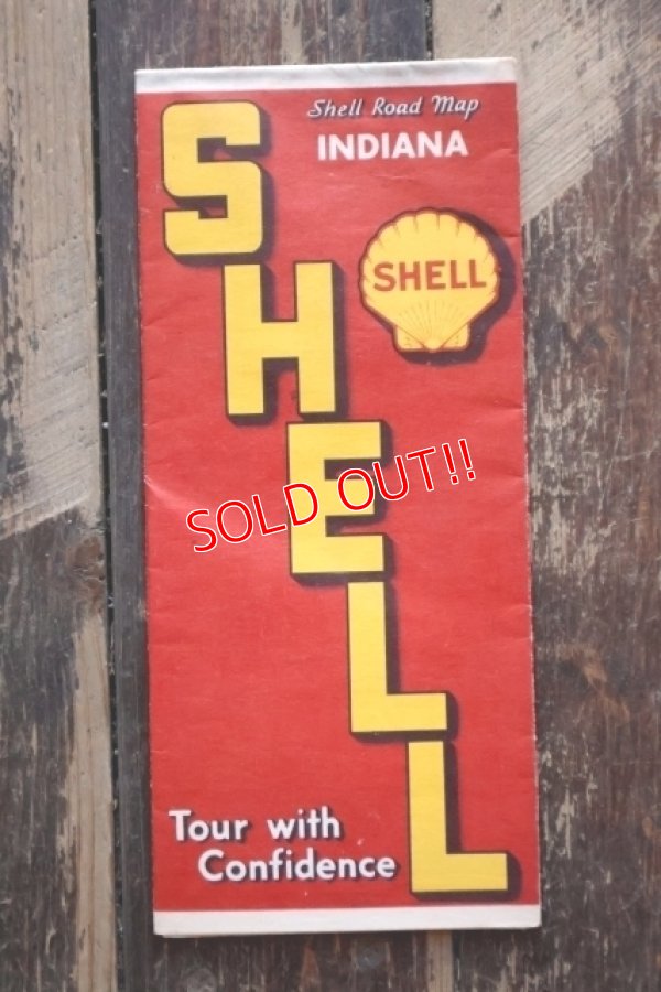 画像1: dp-240605-06 SHELL 1930's-1940's Road Map "INDIANA"