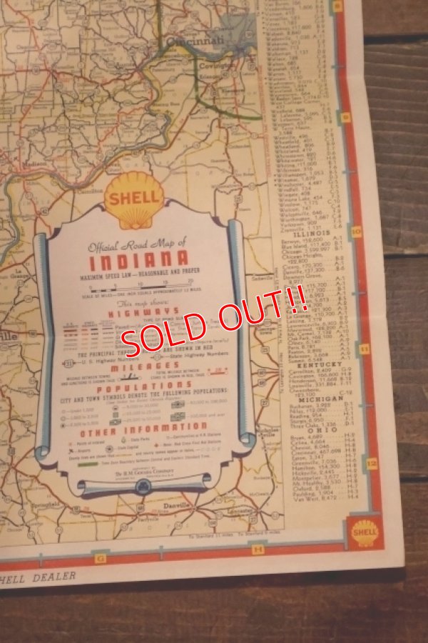 画像3: dp-240605-06 SHELL 1930's-1940's Road Map "INDIANA"