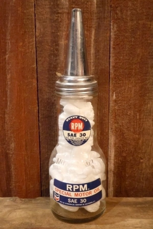 画像1: dp-251008-87 STANDARD OIL COMPANY OF CALIFORNIA 1950's RPM SAE 30 MOTOR OIL BOTTLE