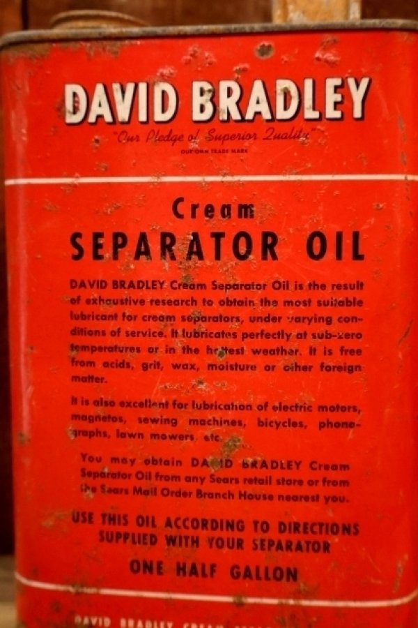 画像2: dp-251008-87 DAVID BRADLEY Cream SEPARATOR OIL ONE HARF GALLON CAN