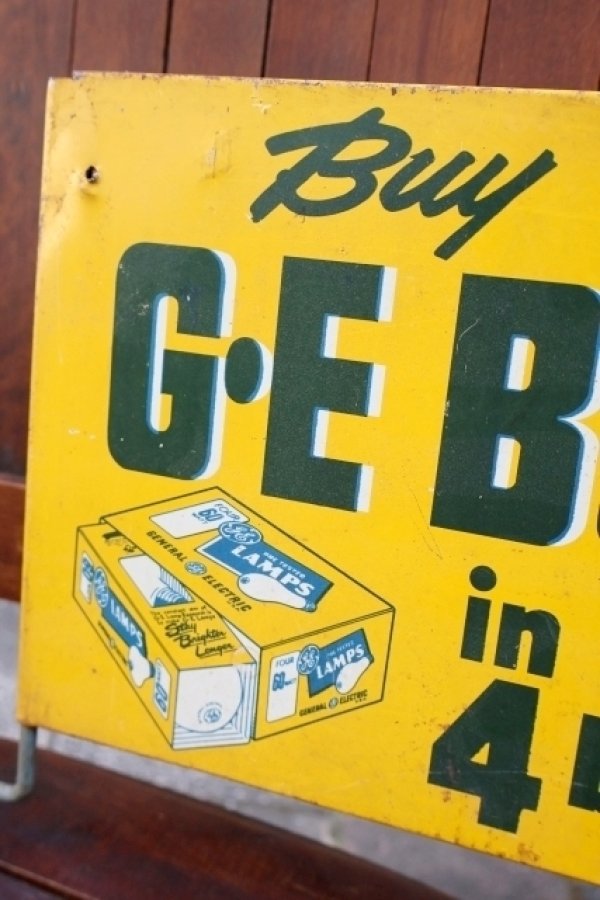 画像2: dp-260204-57 GENERAL ELECTRIC / 1940's-1950's GE BULBS W-sided Metal Sign