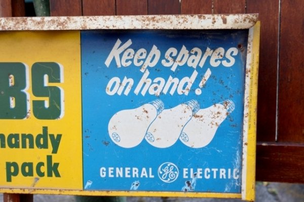 画像7: dp-260204-57 GENERAL ELECTRIC / 1940's-1950's GE BULBS W-sided Metal Sign