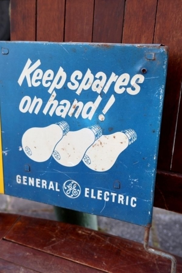 画像4: dp-260204-57 GENERAL ELECTRIC / 1940's-1950's GE BULBS W-sided Metal Sign