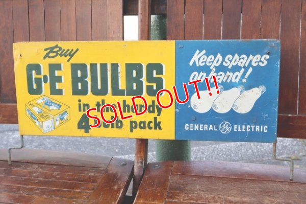 画像1: dp-260204-57 GENERAL ELECTRIC / 1940's-1950's GE BULBS W-sided Metal Sign