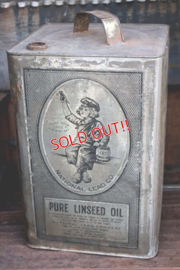 画像1: dp-260204-59 NATIONAL LEAD COMPANY 1920's-1930's PURE LINSEED OIL 38 POUNDS CAN