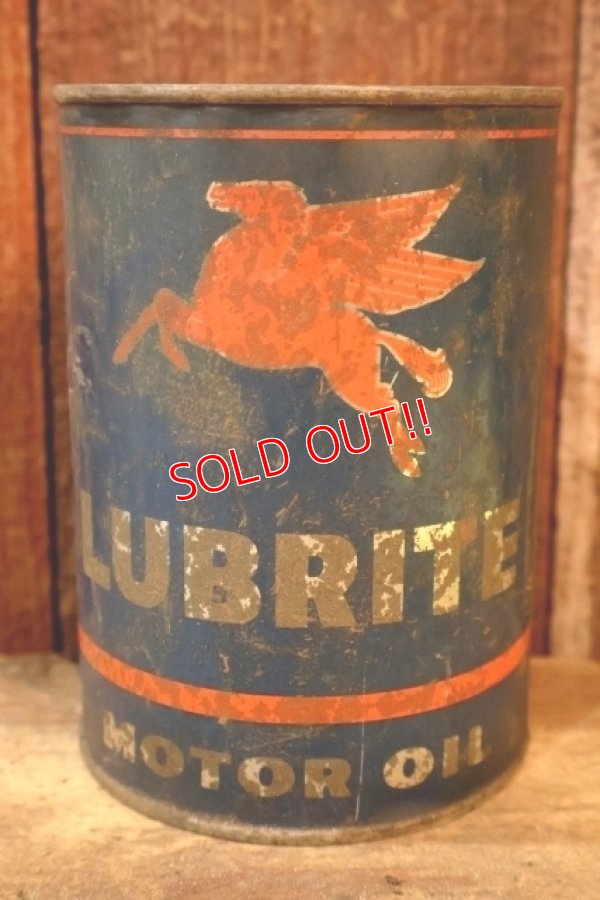 画像1: dp-260204-88 Mobil LUBRITE / 1950's-1960's MOTOR OIL ONE U.S. QUART CAN