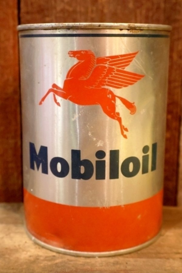 画像1: dp-260204-87 Mobil Mobiloil 1950's-1960's ONE U.S. QUART CAN