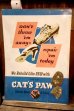 画像1: dp-260204-06 CAT'S PAW Rubber Heels 1940's Advertising Metal Sign (1)
