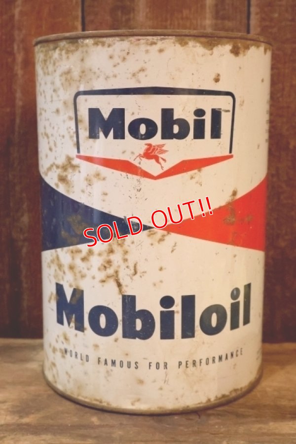 画像1: dp-260204-70 Mobil Mobiloil 1950's-1960's 5 U.S. QUARTS CAN