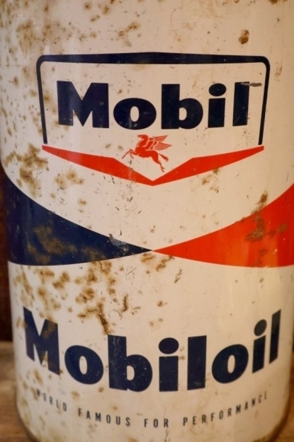 画像2: dp-260204-70 Mobil Mobiloil 1950's-1960's 5 U.S. QUARTS CAN