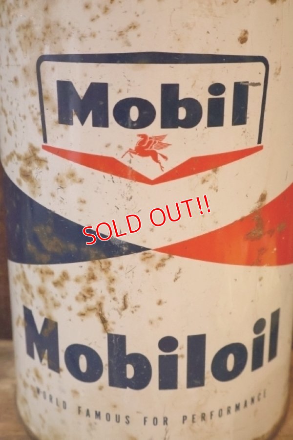 画像2: dp-260204-70 Mobil Mobiloil 1950's-1960's 5 U.S. QUARTS CAN