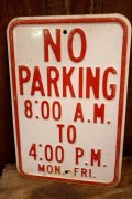 dp-260204-08 NO PARKING 8 A.M. TO 4 P.M. STEEL EMBOSSED STREET ROAD SIGN