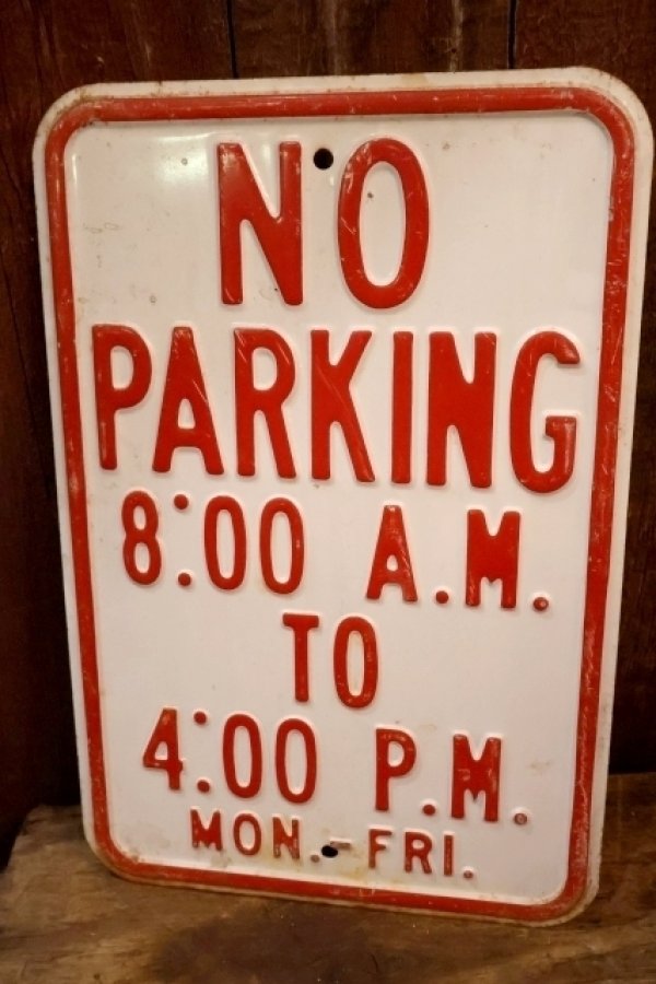 画像1: dp-260204-08 NO PARKING 8 A.M. TO 4 P.M. STEEL EMBOSSED STREET ROAD SIGN