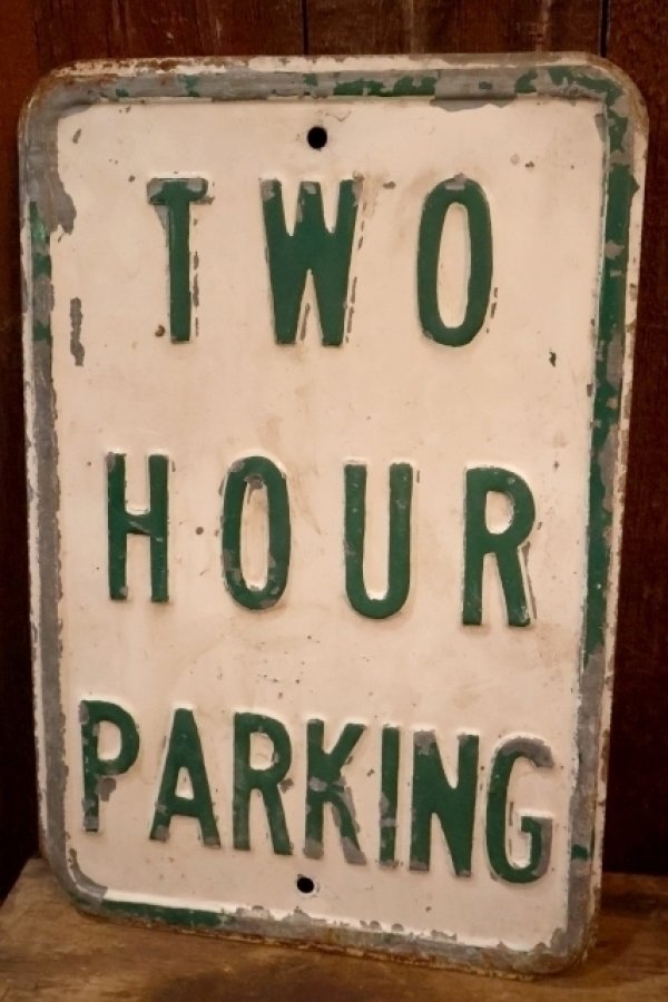 画像1: dp-260204-08 TWO HOUR PARKING STEEL EMBOSSED STREET ROAD SIGN