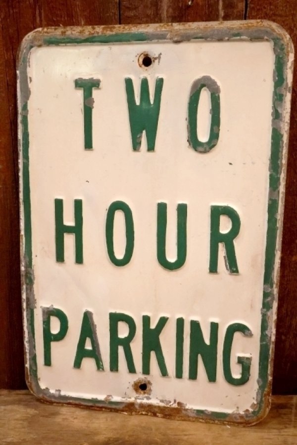 画像1: dp-260204-08 TWO HOUR PARKING STEEL EMBOSSED STREET ROAD SIGN