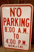 dp-260204-08 NO PARKING 8 A.M. TO 4 P.M. STEEL EMBOSSED STREET ROAD SIGN