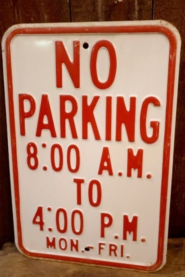 画像1: dp-260204-08 NO PARKING 8 A.M. TO 4 P.M. STEEL EMBOSSED STREET ROAD SIGN