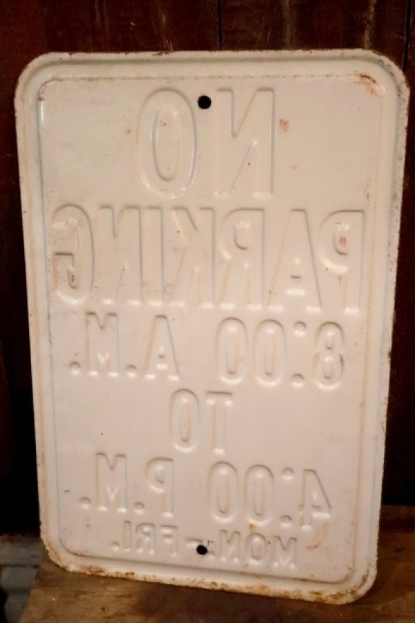 画像6: dp-260204-08 NO PARKING 8 A.M. TO 4 P.M. STEEL EMBOSSED STREET ROAD SIGN