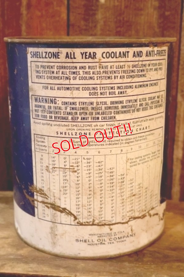 画像3: dp-260204-63 SHELL 1960's SHELLZONE COOLANT AND ANTI-FREEZE 1 U.S. GALLON CAN