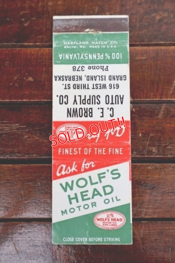 画像1: dp-260204-120 WOLF'S HEAD MOTOR OIL 1950's Matchbook