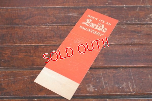 画像4: dp-260204-120 Exide Car Battery 1940's Matchbook