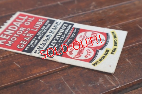 画像4: dp-260204-120 KENDALL MOTOR OIL & GEAR LUBE 1940's-1950's Matchbook