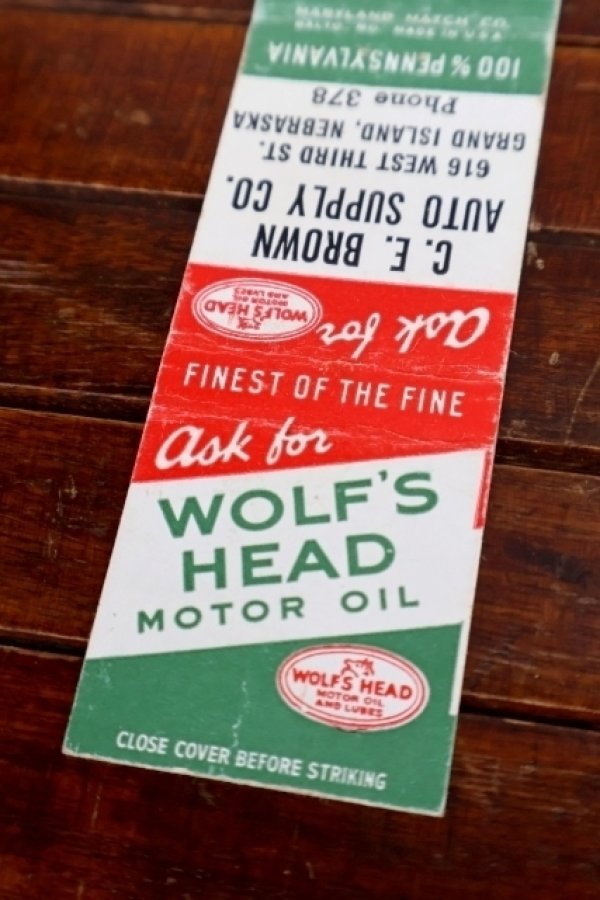 画像2: dp-260204-120 WOLF'S HEAD MOTOR OIL 1950's MATCH BOOK