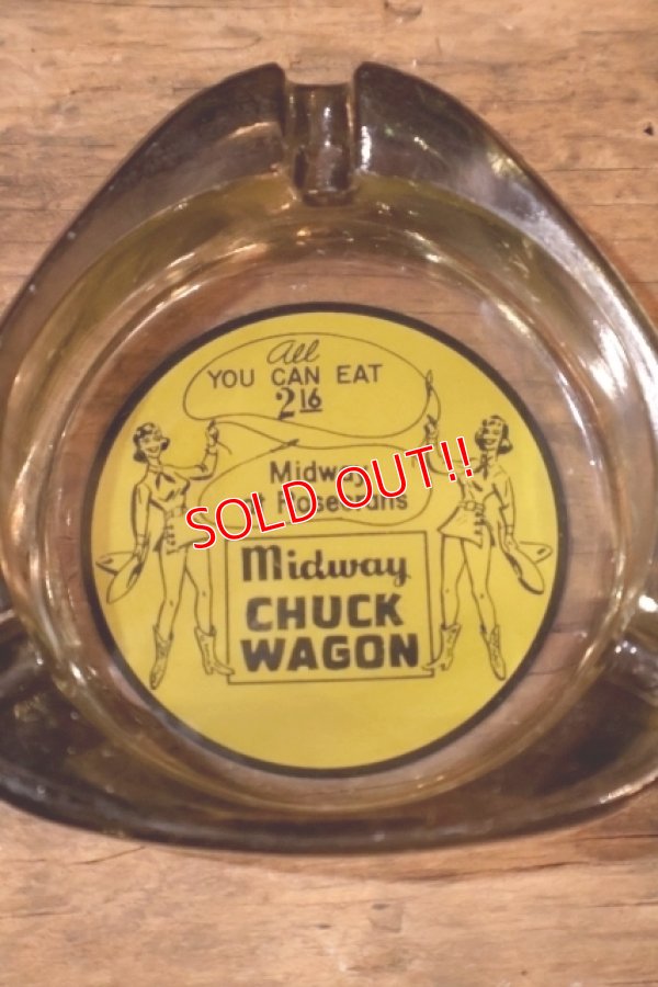 画像1: dp-260204-60 Midway CHUCK WAGON VINTAGE GLASS ASHTRAY