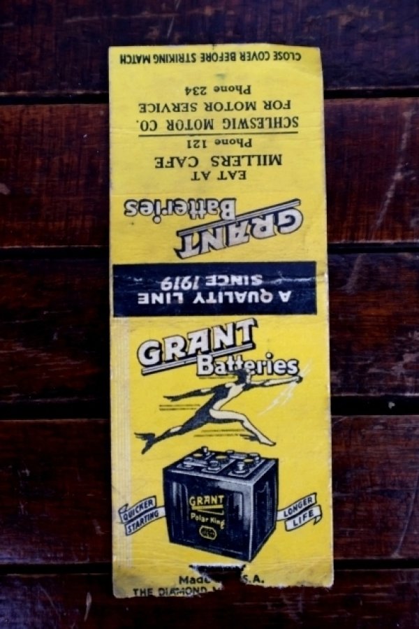 画像1: dp-260204-120 GRANT Batteries 1940's Matchbook