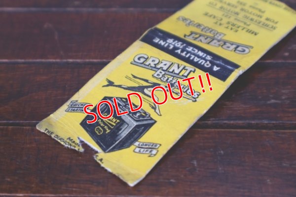 画像2: dp-260204-120 GRANT Batteries 1940's Matchbook