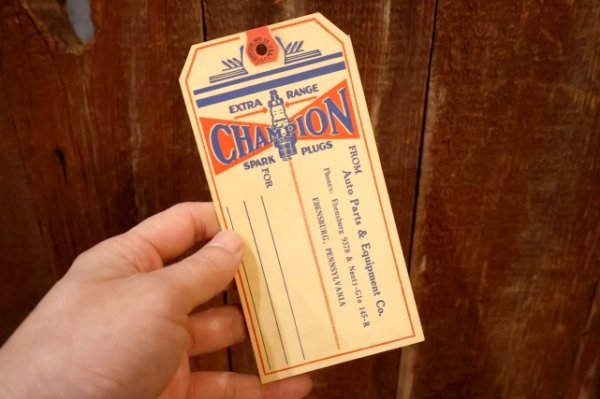 画像2: dp-260303-12 CHAMPION SPARK PLUGS 1930's-1940's Paper Parts Tag