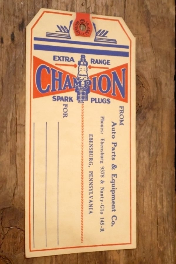 画像1: dp-260303-12 CHAMPION SPARK PLUGS 1930's-1940's Paper Parts Tag