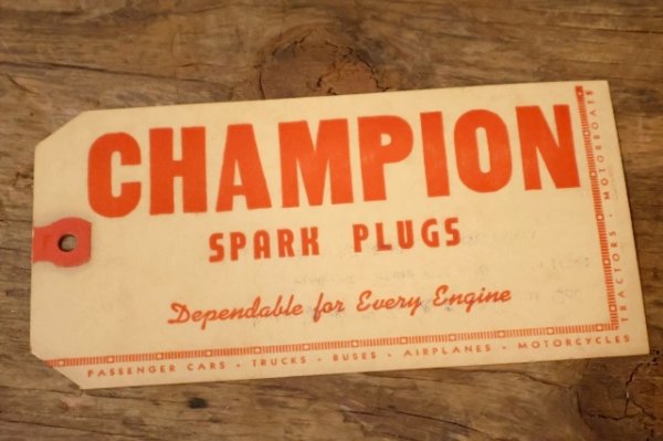 画像5: dp-260303-12 CHAMPION SPARK PLUGS 1930's-1940's Paper Parts Tag