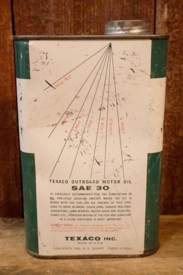 画像4: dp-260204-99 TEXACO 1960's OUTBOARD MOTOR OIL ONE U.S. QUART CAN