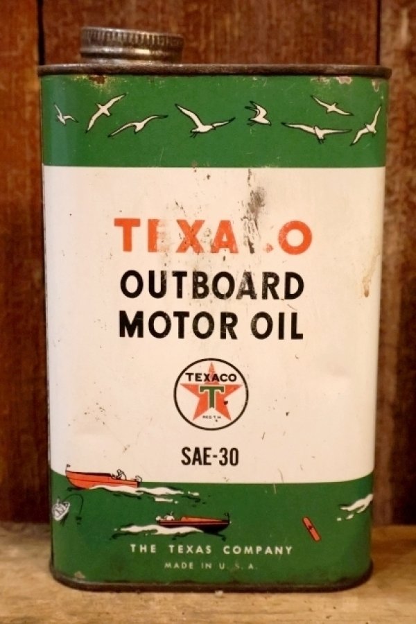 画像1: dp-251201-10 TEXACO 1950's OUTBOARD MOTOR OIL ONE U.S. QUART CAN