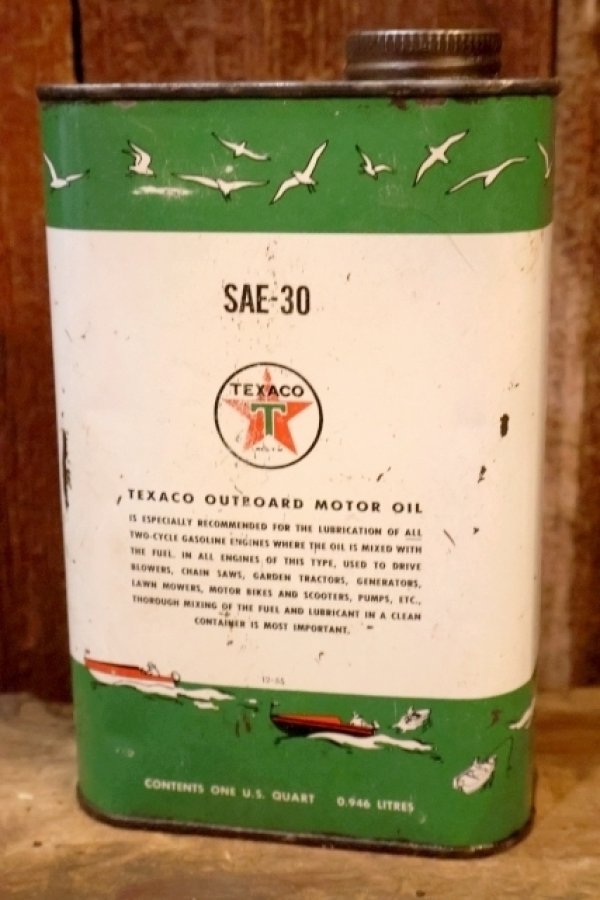 画像3: dp-251201-10 TEXACO 1950's OUTBOARD MOTOR OIL ONE U.S. QUART CAN
