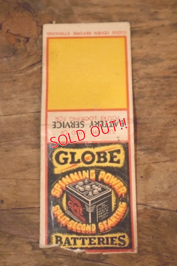 画像1: dp-260204-120 GLOBE BATTERIES 1940's-1950's Matchbook