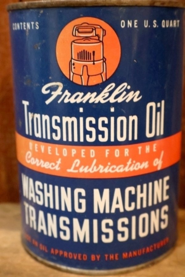 画像2: dp-260204-117 Franklin 1950's Washing Machine Transmission Oil One U.S. Quart Can