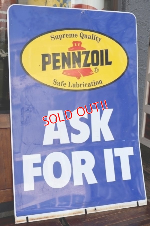 画像1: dp-260401-11 PENNZOIL 1990's W-sided Metal Sign
