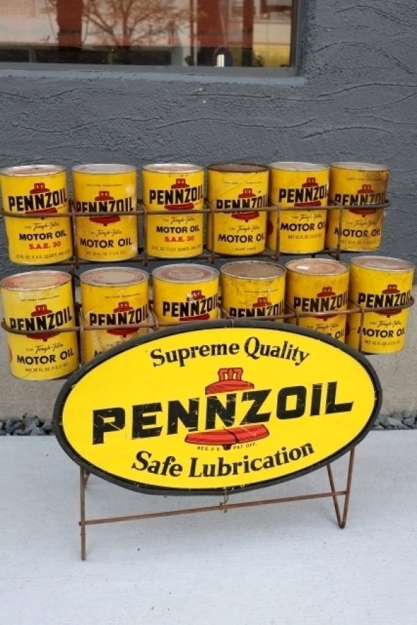 画像1: dp-260417-08 PENNZOIL 1970's ONE U.S. QUART OIL CAN DISPLAY RACK