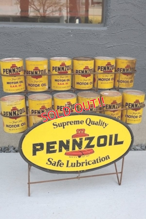 画像1: dp-260417-08 PENNZOIL 1970's ONE U.S. QUART OIL CAN DISPLAY RACK