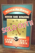 dp-260401-01 CAT'S PAW CAT-TEX / 1950's Advertising Lighted Clock