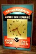 画像1: dp-260401-01 CAT'S PAW CAT-TEX / 1950's Advertising Lighted Clock (1)
